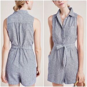 Anthropologie Blue Striped Jumpsuit‎